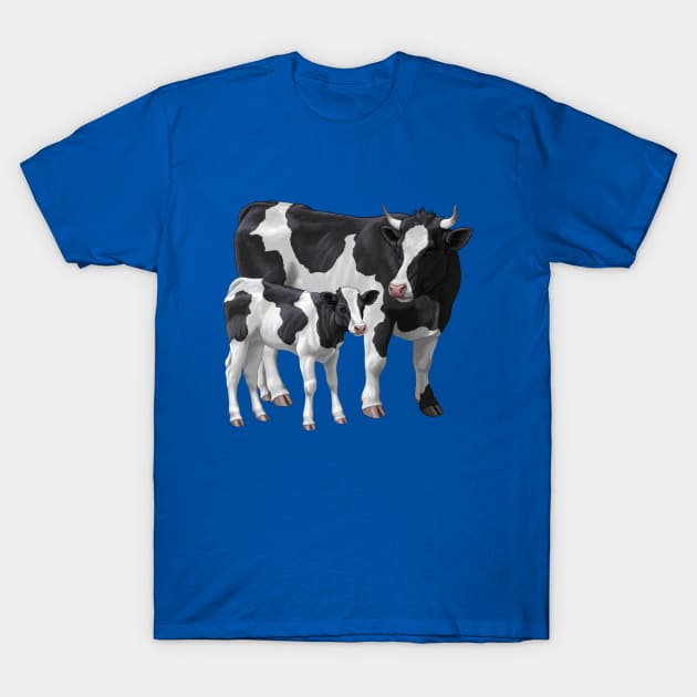 Holstein Friesian Cow and Cute Calf T-Shirt by csforest